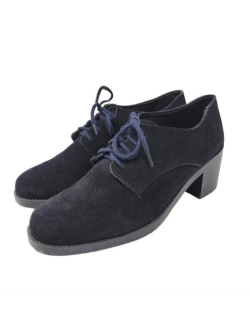 Studio Pour Andre | Oxford Derby Lace up Suede Block Heel Shoes Black